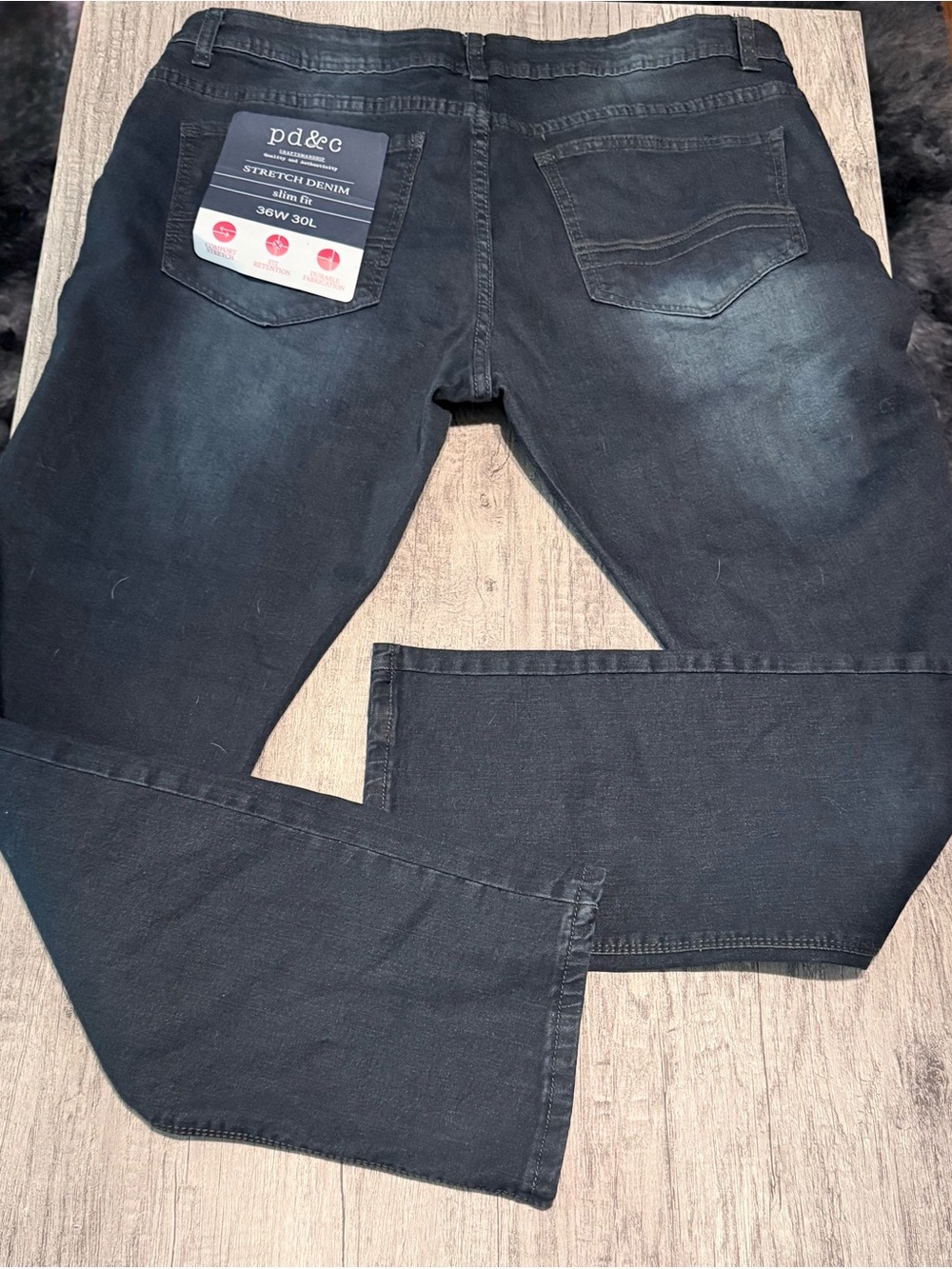 PD&C Men's Straight Black Stretch Denim Jeans - Classic Five-Pocket